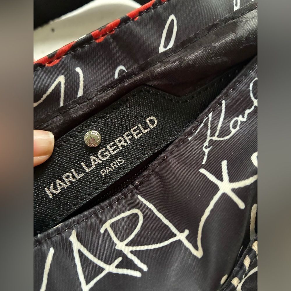 KARL LAGERFIELD PARIS Cara messenger bag black colorful logo streetwear purse - Picture 4 of 8